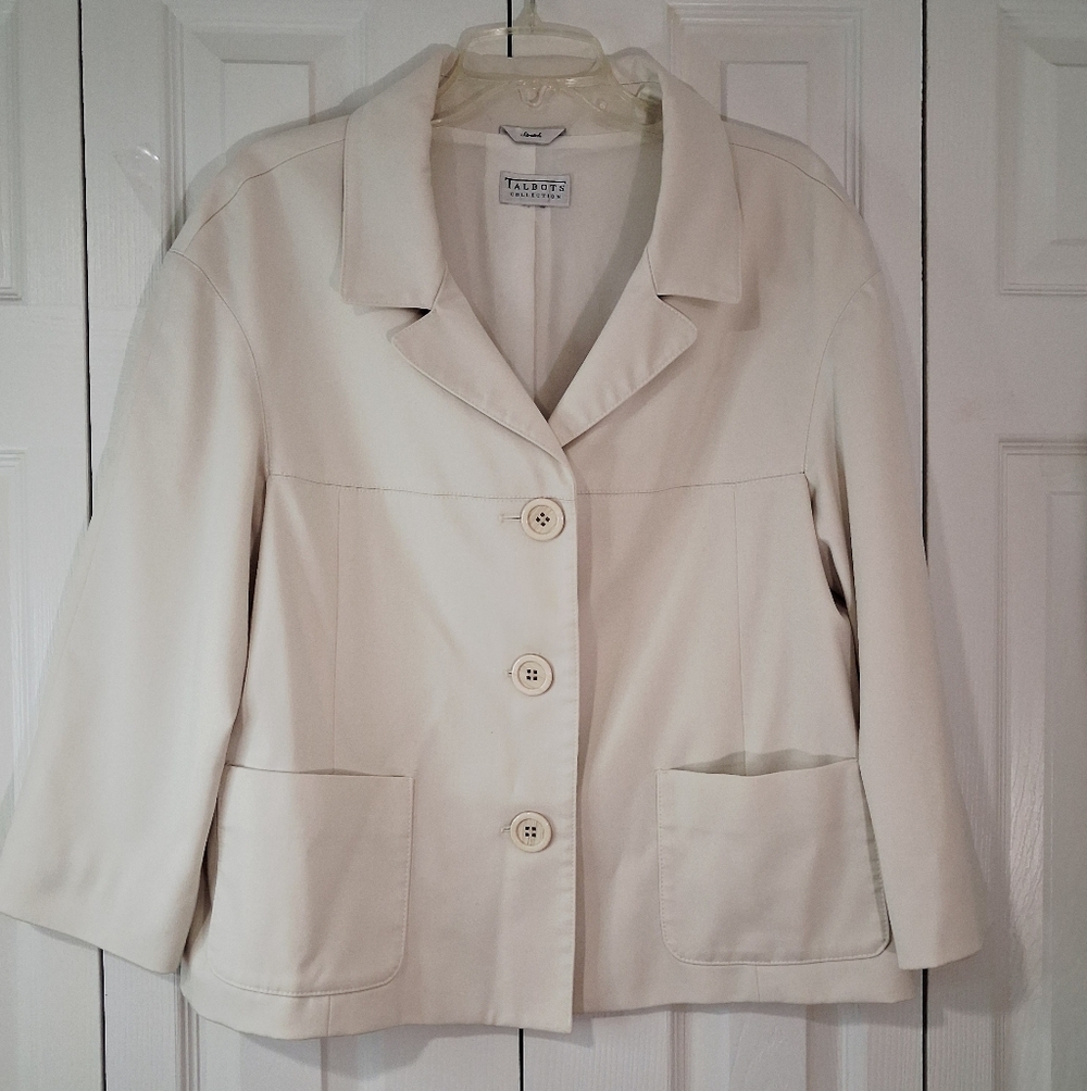 Talbots Cream/ Ivory Lightweight Tailored Blazer Fully Lined